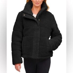 calvin klein faux fur teddy coat